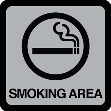 Hy-Ko 4.5X4.5In Smoking Area Sign 4.5" x 4.5", 5PK A00491